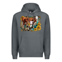Rock Hereford Cow and Hereford Calf With Leopard Premium Hoodie - LillyAllenDesigns