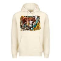 Sandshell Hereford Cow and Hereford Calf With Leopard Premium Hoodie - LillyAllenDesigns
