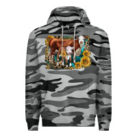 Slate Camo Hereford Cow and Hereford Calf With Leopard Premium Hoodie - LillyAllenDesigns