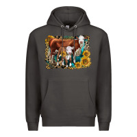 Smoke Hereford Cow and Hereford Calf With Leopard Premium Hoodie - LillyAllenDesigns