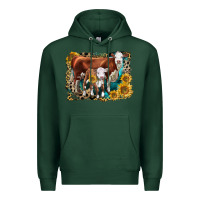 Sports Green Hereford Cow and Hereford Calf With Leopard Premium Hoodie - LillyAllenDesigns