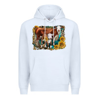 White Hereford Cow and Hereford Calf With Leopard Premium Hoodie - LillyAllenDesigns