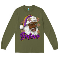 Army Green believe purple and gold african american santa Long Sleeve Tee - RanaPortraitStore