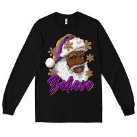 Black believe purple and gold african american santa Long Sleeve Tee - RanaPortraitStore