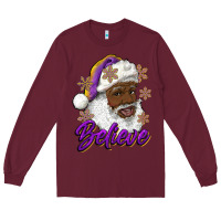Burgundy believe purple and gold african american santa Long Sleeve Tee - RanaPortraitStore