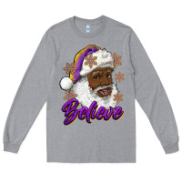 Heather Grey believe purple and gold african american santa Long Sleeve Tee - RanaPortraitStore