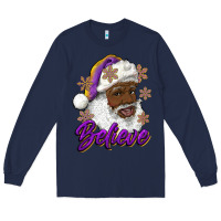 Navy believe purple and gold african american santa Long Sleeve Tee - RanaPortraitStore