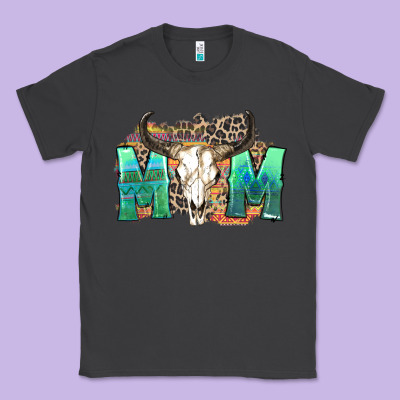 Classic Tee mom with bull skull