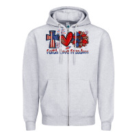 Heather Grey faith love freedom Zipper Hoodie - Zillion Design Studio