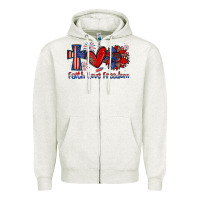 Oatmeal Heather faith love freedom Zipper Hoodie - Zillion Design Studio