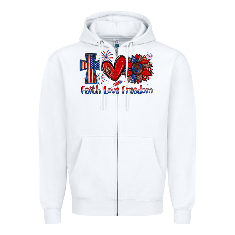 Faith Love Freedom Zipper Hoodie by Zillion Design Studio | Teevron