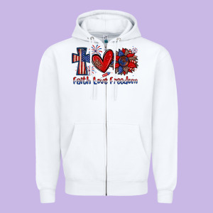 Faith Love Freedom Zipper Hoodie Designed By Zillion Design Studio