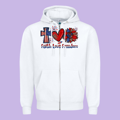 Faith Love Freedom Zipper Hoodie Designed By Zillion Design Studio