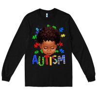 Black autism afro kid full face Long Sleeve Tee - texasbilliewilder