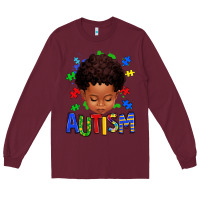 Burgundy autism afro kid full face Long Sleeve Tee - texasbilliewilder