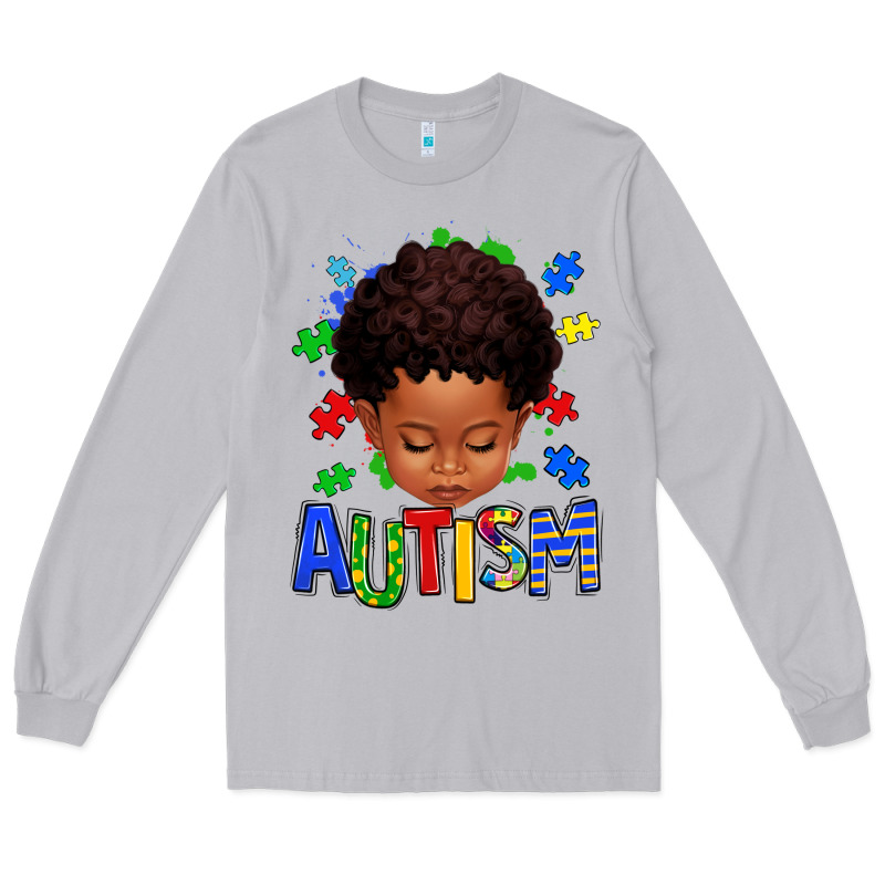 Autism Afro Kid Full Face Long Sleeve Tee by texasbilliewilder | Teevron