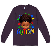Plum autism afro kid full face Long Sleeve Tee - texasbilliewilder