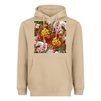Mushroom christmas pig  tartan with  hay and christmas ligh Heavyweight Hoodie - FaDigitalArtStudio