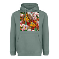 Sage christmas pig  tartan with  hay and christmas ligh Heavyweight Hoodie - FaDigitalArtStudio