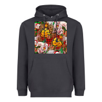 Smoke christmas pig  tartan with  hay and christmas ligh Heavyweight Hoodie - FaDigitalArtStudio