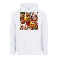 White christmas pig  tartan with  hay and christmas ligh Heavyweight Hoodie - FaDigitalArtStudio