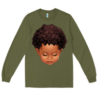 Army Green cute afro boy Long Sleeve Tee - texasbilliewilder
