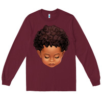 Burgundy cute afro boy Long Sleeve Tee - texasbilliewilder