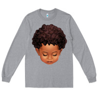 Heather Grey cute afro boy Long Sleeve Tee - texasbilliewilder