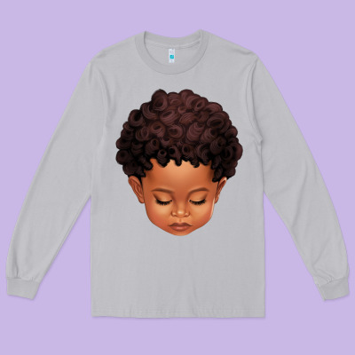 Cute Afro Boy Long Sleeve Tee Designed By Texasbilliewilder