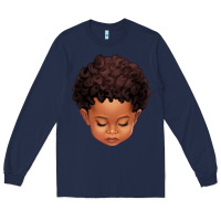 Navy cute afro boy Long Sleeve Tee - texasbilliewilder