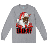 Heather Grey big nick energy afro santa Long Sleeve Tee - RanaPortraitStore