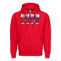 Red American wine glasses Zipper Hoodie - Zillion Design Studio