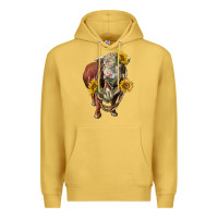 Antique Gold hereford bull rope and sunflowers Premium Hoodie - LillyAllenDesigns
