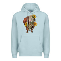 Blue Mist hereford bull rope and sunflowers Premium Hoodie - LillyAllenDesigns