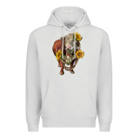 Dove Grey hereford bull rope and sunflowers Premium Hoodie - LillyAllenDesigns