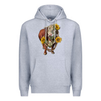 Heather Grey hereford bull rope and sunflowers Premium Hoodie - LillyAllenDesigns