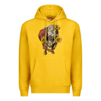 Lemon hereford bull rope and sunflowers Premium Hoodie - LillyAllenDesigns