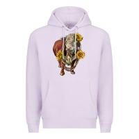 Lilac hereford bull rope and sunflowers Premium Hoodie - LillyAllenDesigns