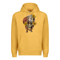 Mustard hereford bull rope and sunflowers Premium Hoodie - LillyAllenDesigns