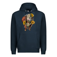 Navy hereford bull rope and sunflowers Premium Hoodie - LillyAllenDesigns