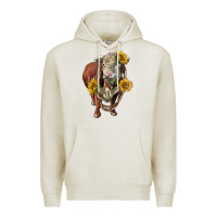 Oatmeal Heather hereford bull rope and sunflowers Premium Hoodie - LillyAllenDesigns