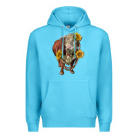 Ocean Blue hereford bull rope and sunflowers Premium Hoodie - LillyAllenDesigns