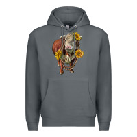 Rock hereford bull rope and sunflowers Premium Hoodie - LillyAllenDesigns