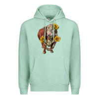 Seafoam hereford bull rope and sunflowers Premium Hoodie - LillyAllenDesigns