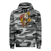 Slate Camo hereford bull rope and sunflowers Premium Hoodie - LillyAllenDesigns