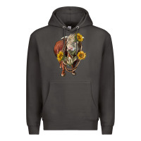 Smoke hereford bull rope and sunflowers Premium Hoodie - LillyAllenDesigns