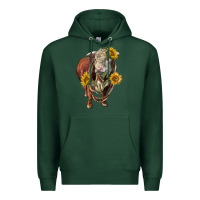 Sports Green hereford bull rope and sunflowers Premium Hoodie - LillyAllenDesigns