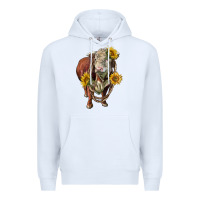 White hereford bull rope and sunflowers Premium Hoodie - LillyAllenDesigns