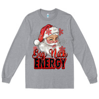 Heather Grey big nick energy santa claus Long Sleeve Tee - RanaPortraitStore