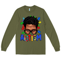 Army Green autism afro man Long Sleeve Tee - texasbilliewilder